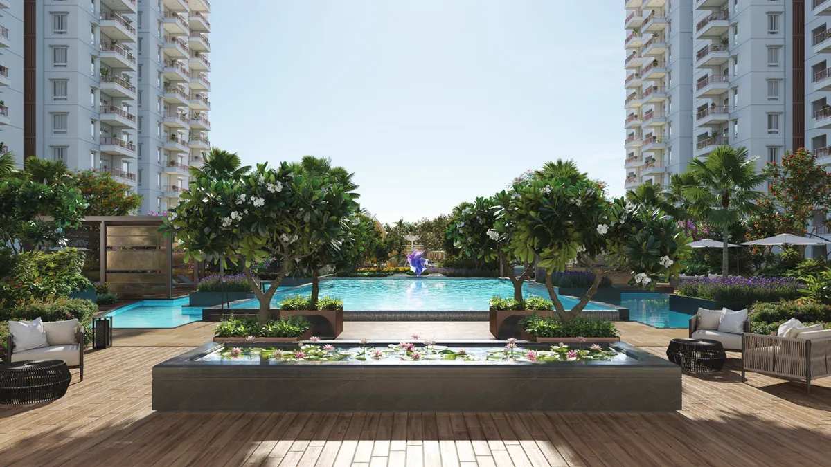 Pool deck at Poulomi Florique